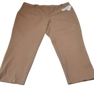 Liz Clairborne Emma Ankle Length Pants, Women 24W, Tan, Pockets, New with Tags